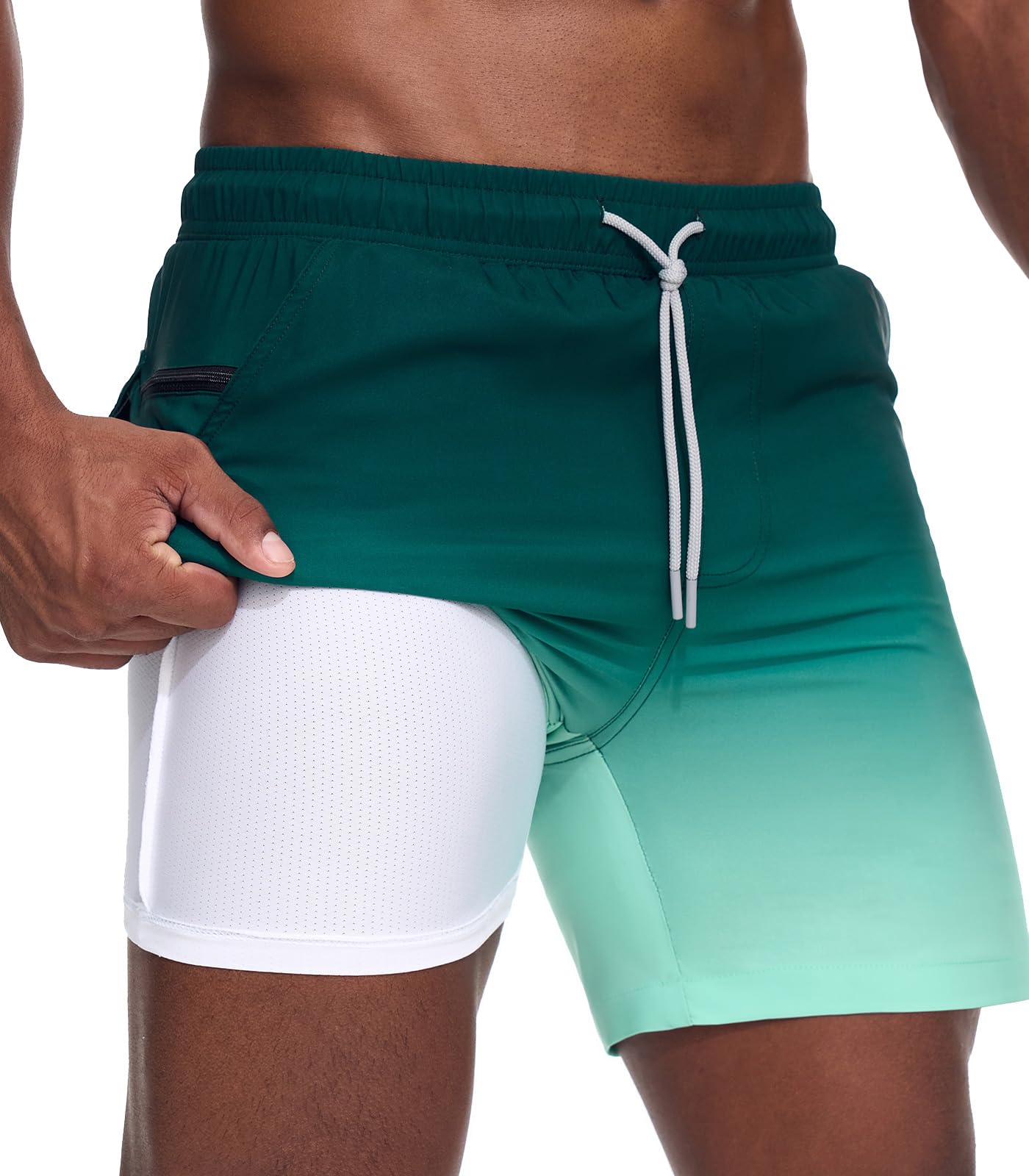 Danfiki Badehose Herren mit Meshfutter Kompression Liner 2 i