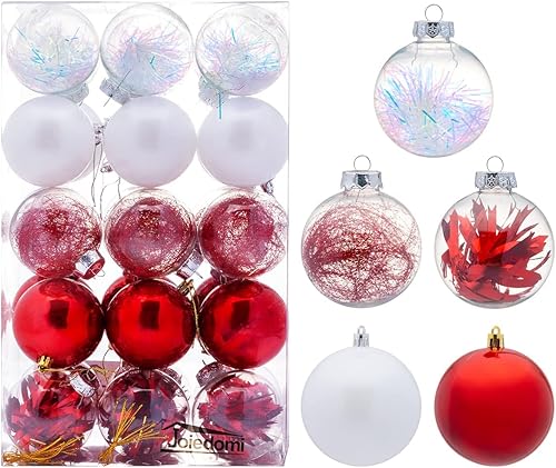 Miniatura 8 de Joiedomi 30 adornos de bola de Navidad surtidos de 3.15 pulgadas, adornos de bola colgantes inastillables para decoración de vacaciones de Navidad,