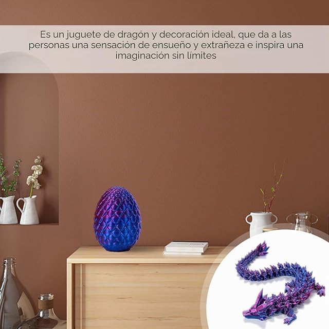 Foto 4 de 6 de NyxSeat Juego de Dragón Impreso en 3D con Huevo, Juguete de Cristal Totalmente Móvil