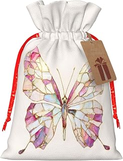 DSVNNHB8 Stained Glass Butterfly Cream And Gold Foil Reusable Gift Bag