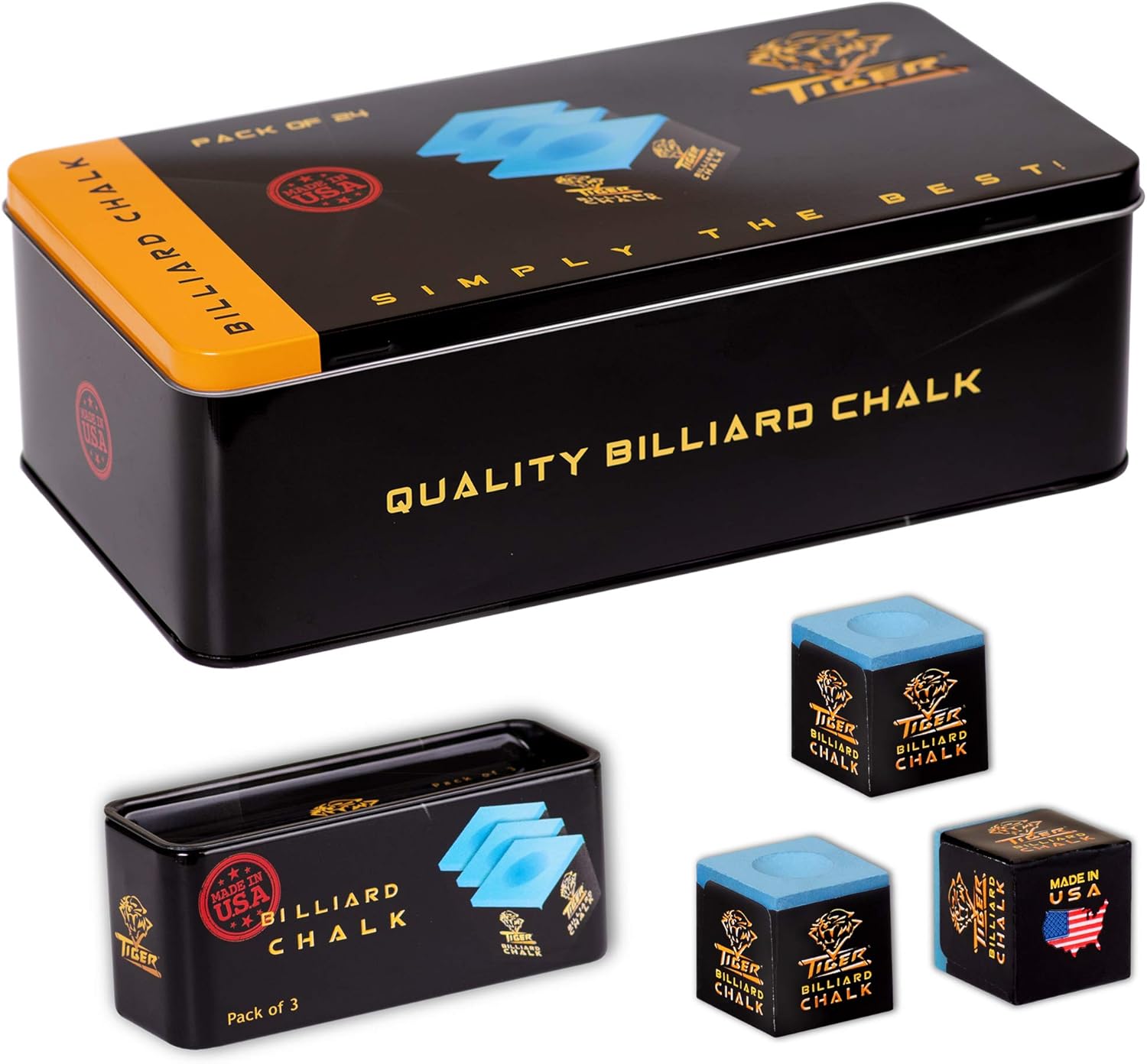 Tiger Pool cue Billiard Chalk - Blue - 72 pcs 1 case