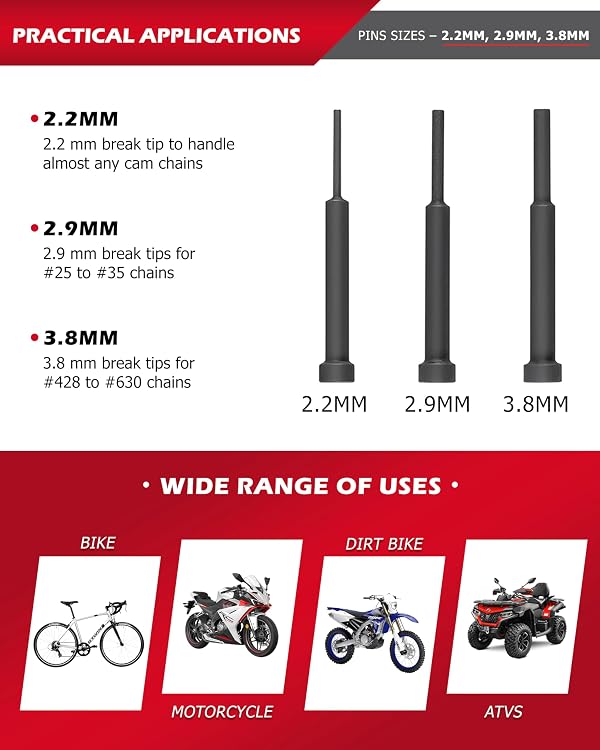 DAYUAN 13 pcs Motorcycle Chain Breaker Set, Chain Removal Tool Chain Cutter and Riveter Kit for Cam and 35 to 630 Chains by DAYUAN - Image 2