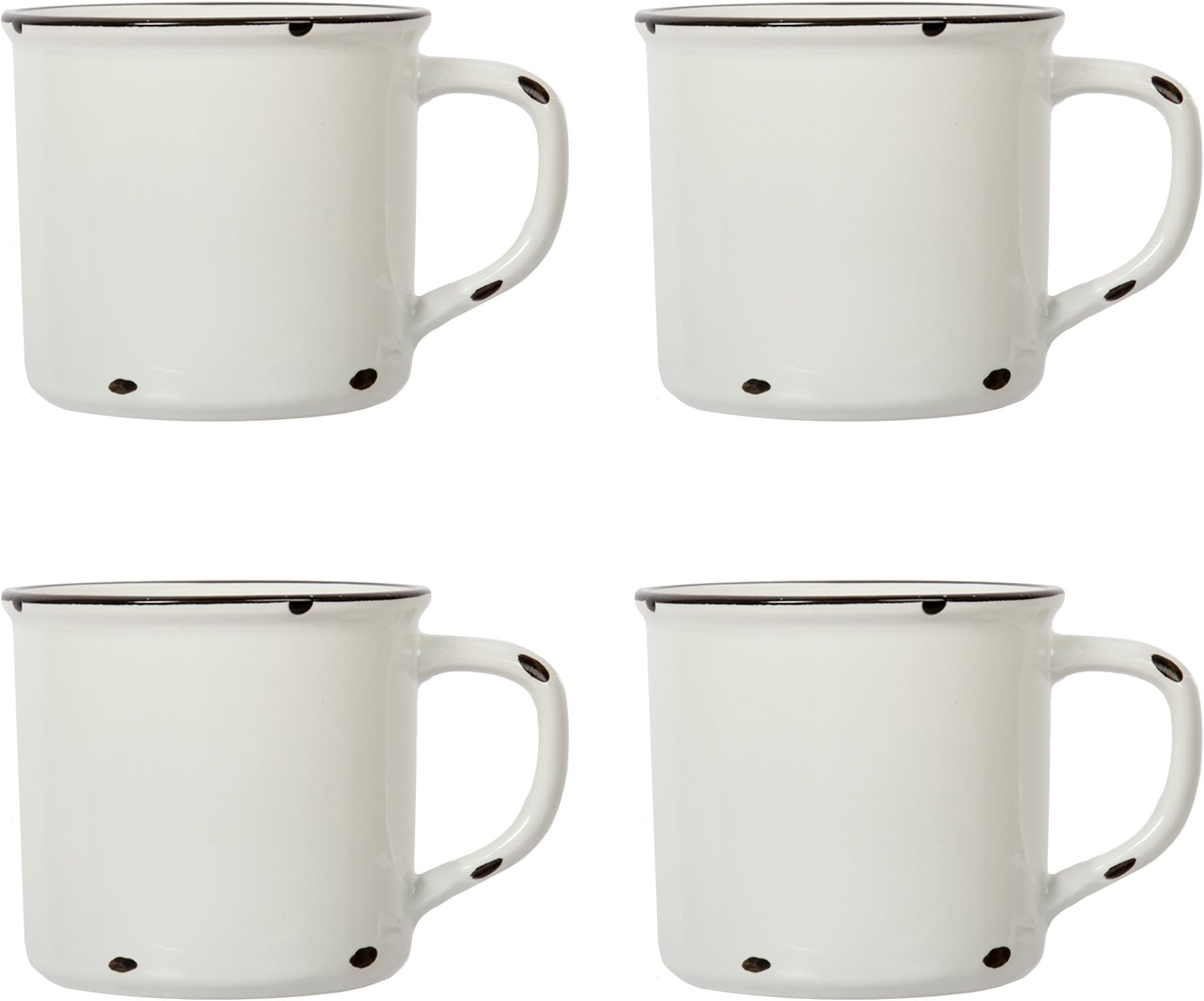 Beautiful Distressed Coffee, 15.2 oz, Set of 4 Enamel Mug Set, 4 Count (Pack of 1), White