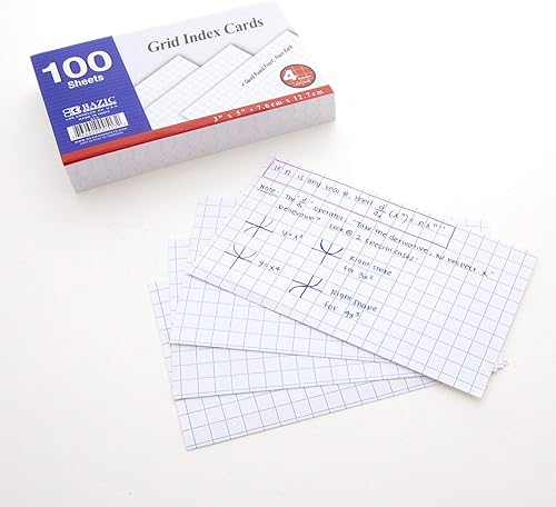 Miniatura 2 de BAZIC - Tarjetas de índice blancas de 100 quilates. Tarjetas flash de 3 x 5 pulgadas con renglones cuádruples para escuela, papelería u suministros