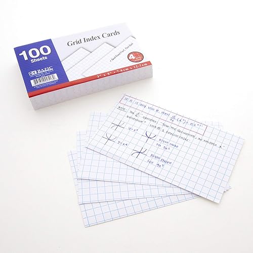 Miniatura 2 de BAZIC - Tarjetas de índice blancas de 100 quilates. Tarjetas flash de 3 x 5 pulgadas con renglones cuádruples para escuela, papelería u suministros