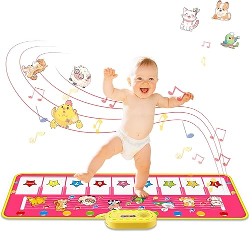 Vista 8 de M SANMERSEN Tapete de piano, 39.5 x 14 pulgadas, tapete musical de 8 sonidos de instrumentos, tapete de piano para niños pequeños, juguete de Verde