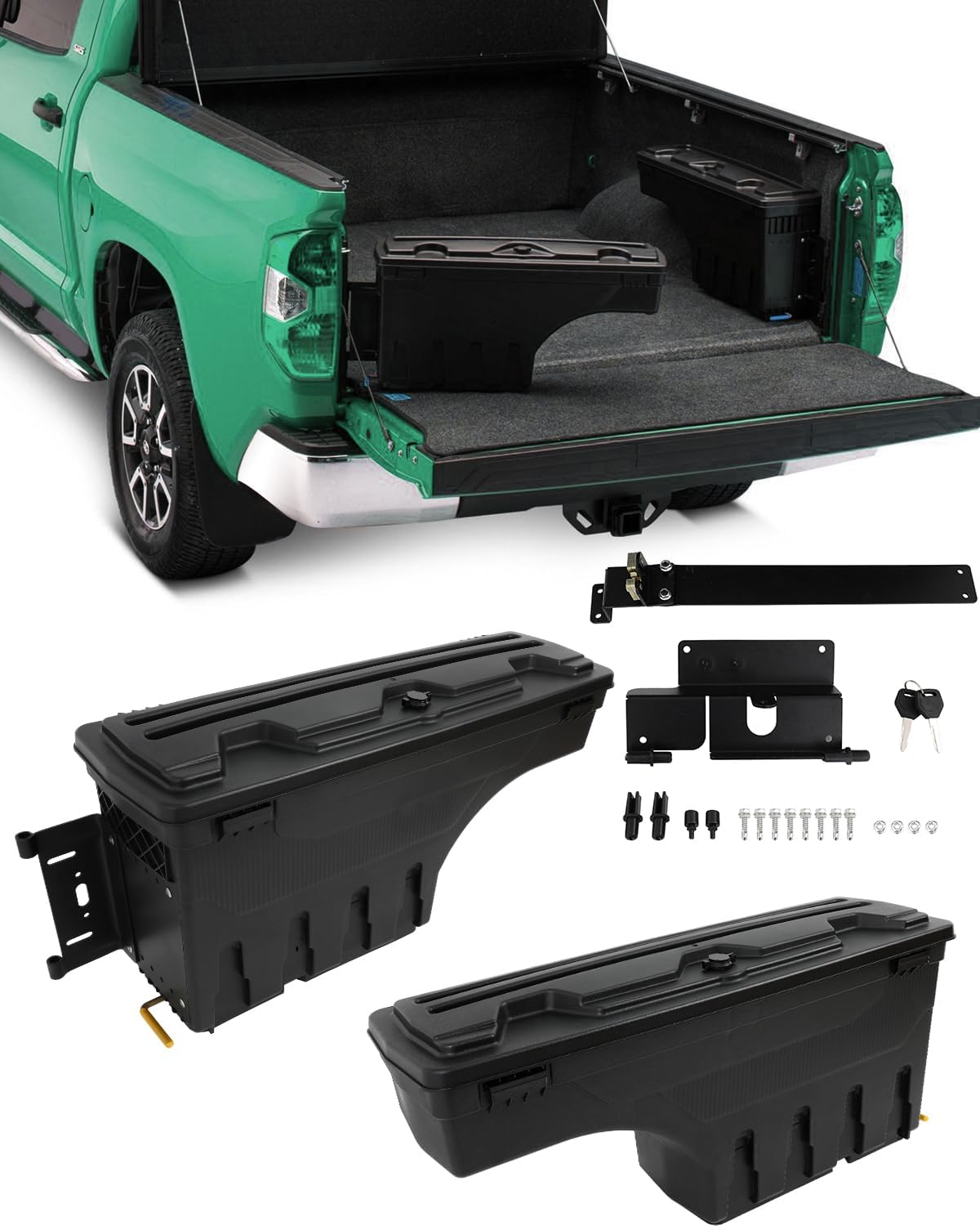 SCITOO Truck Bed Tool Box for Chevrolet Colorado for GMC Canyon 2015-2020 Left & Right Side,Multi-Compartment Dividers Organized Storage,Heavy Duty & No-Drill Installation