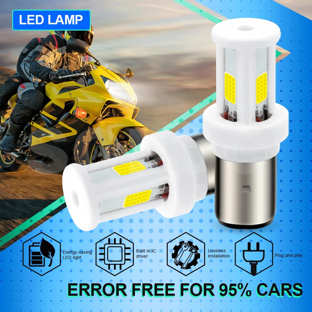 SOFOC BA20D Ampoule 12V 24V S2 H6 LED Phare Moto/Voiture Tête Céramique Blanc, Blanc+Jaune Commutable 10-80V AC/DC 2000LM 12W 2Pcs