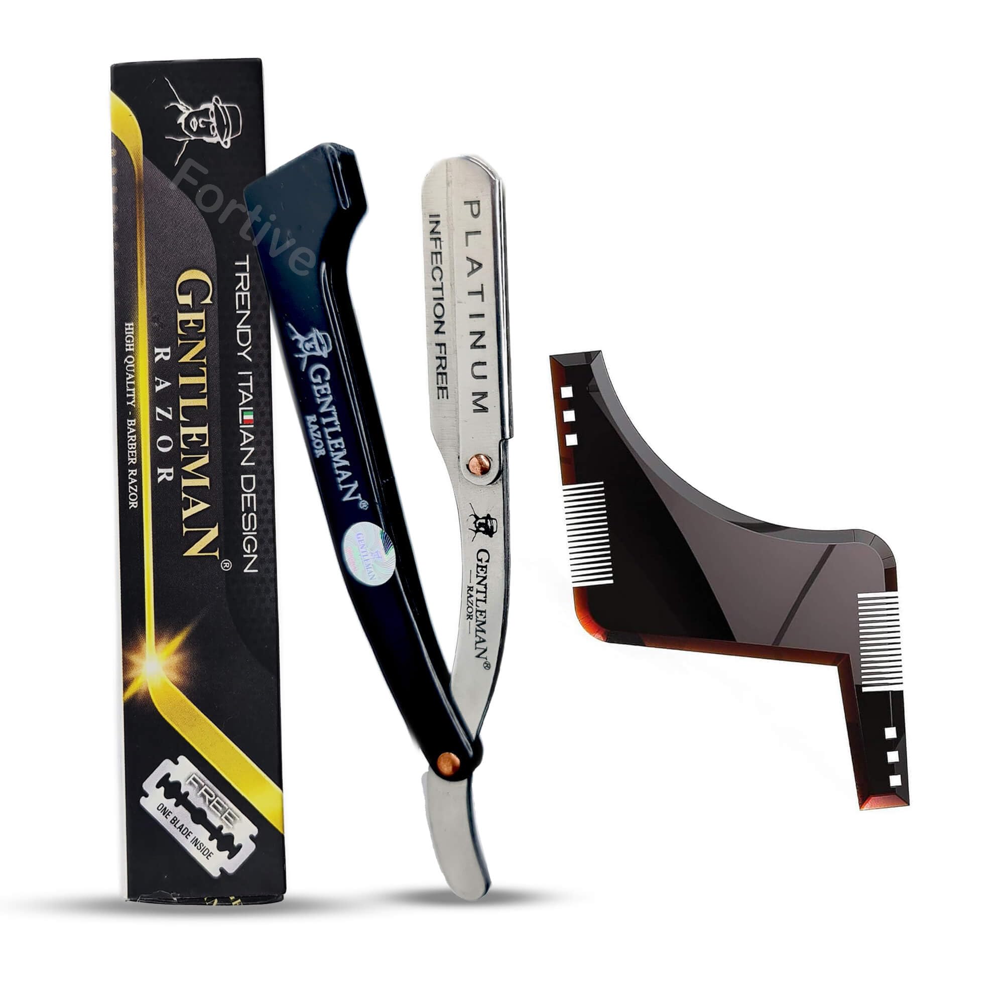 Fortive Gentleman Razor Stainless Steel Straight Edge Barber Razor For Men Well Balanced Sliding Style Weight, Finely Balanced (FREE Blade Inside) (Beard Comb+ Razor)-picture-10
