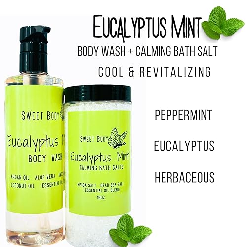 Miniatura 2 de EUCALYPTUS MINT Body Wash + Bath Salt Set Sulfate Free, Paraben Free Plant-Based Naturally Derived Clean Ingredients (Eucalyptus Body Wash + Bath