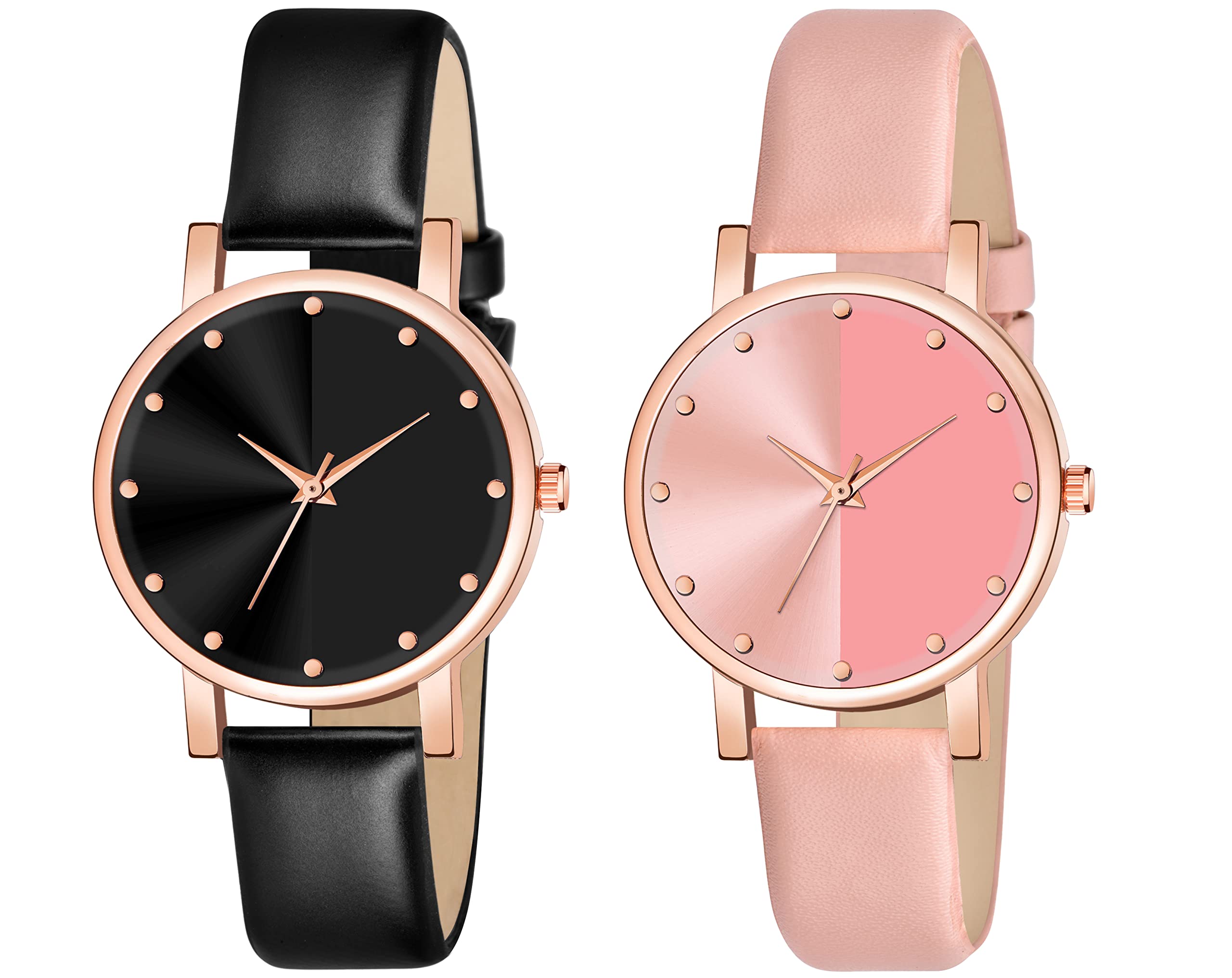 Shocknshop Analog Multi Colored Dial Fashion Combo Leather Band Watch For Women And Girls (Black & Pink Colored Dial And Strap) -W48 (B0BFX6LD7G) Amazon Price History, Amazon Price Tracker