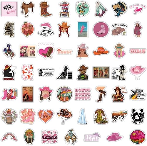 Miniatura 5 de Calcomanías de preparación a granel 50 unidades calcomanías de vaquera para niños y niñas calcomanías occidentales para botellas de agua laptop
