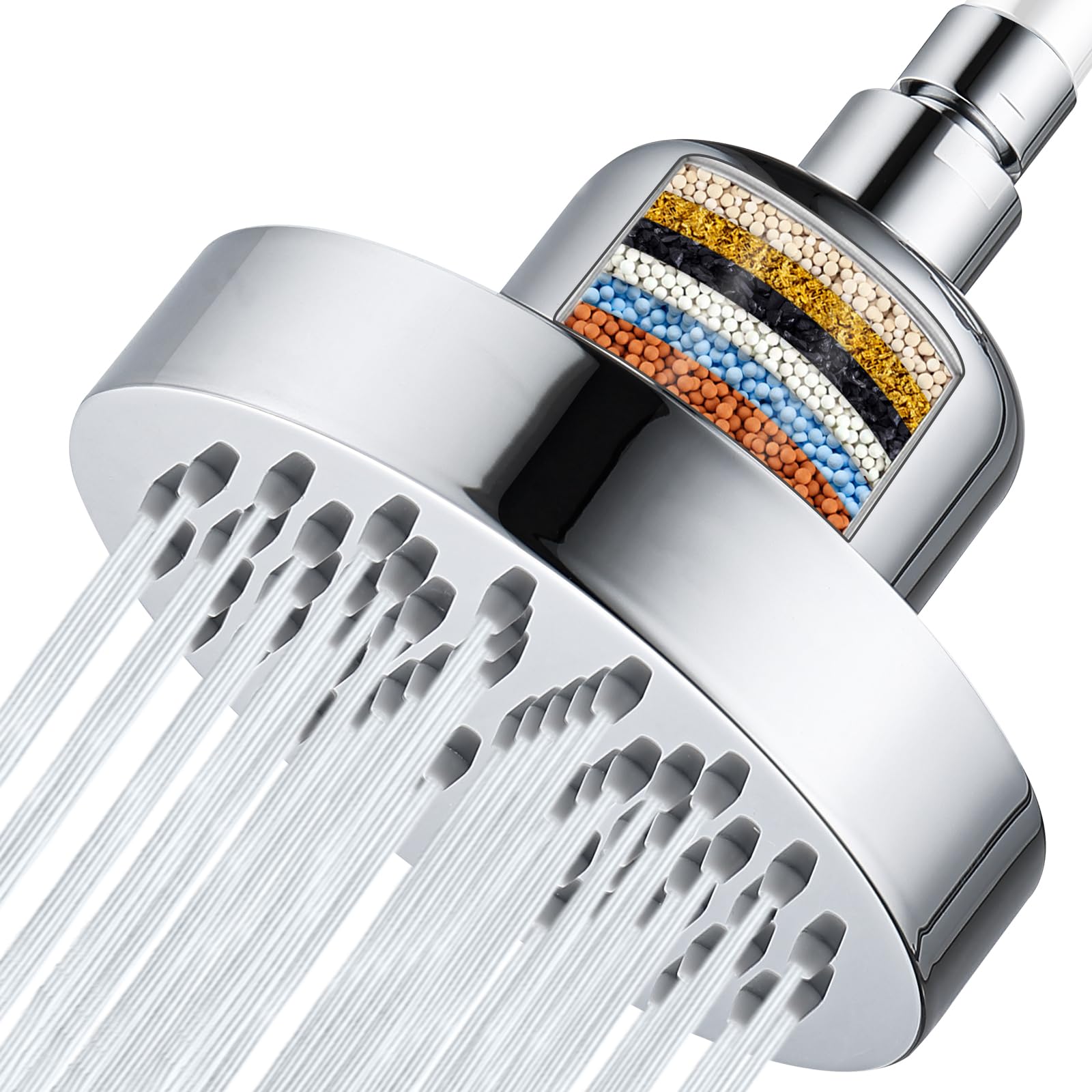 Hardivalue Metal 6 Inches Filtered Shower Head for Hard Water 15 Stages Filter Water Softener to Remove Chlorine and Fluoride — image 1