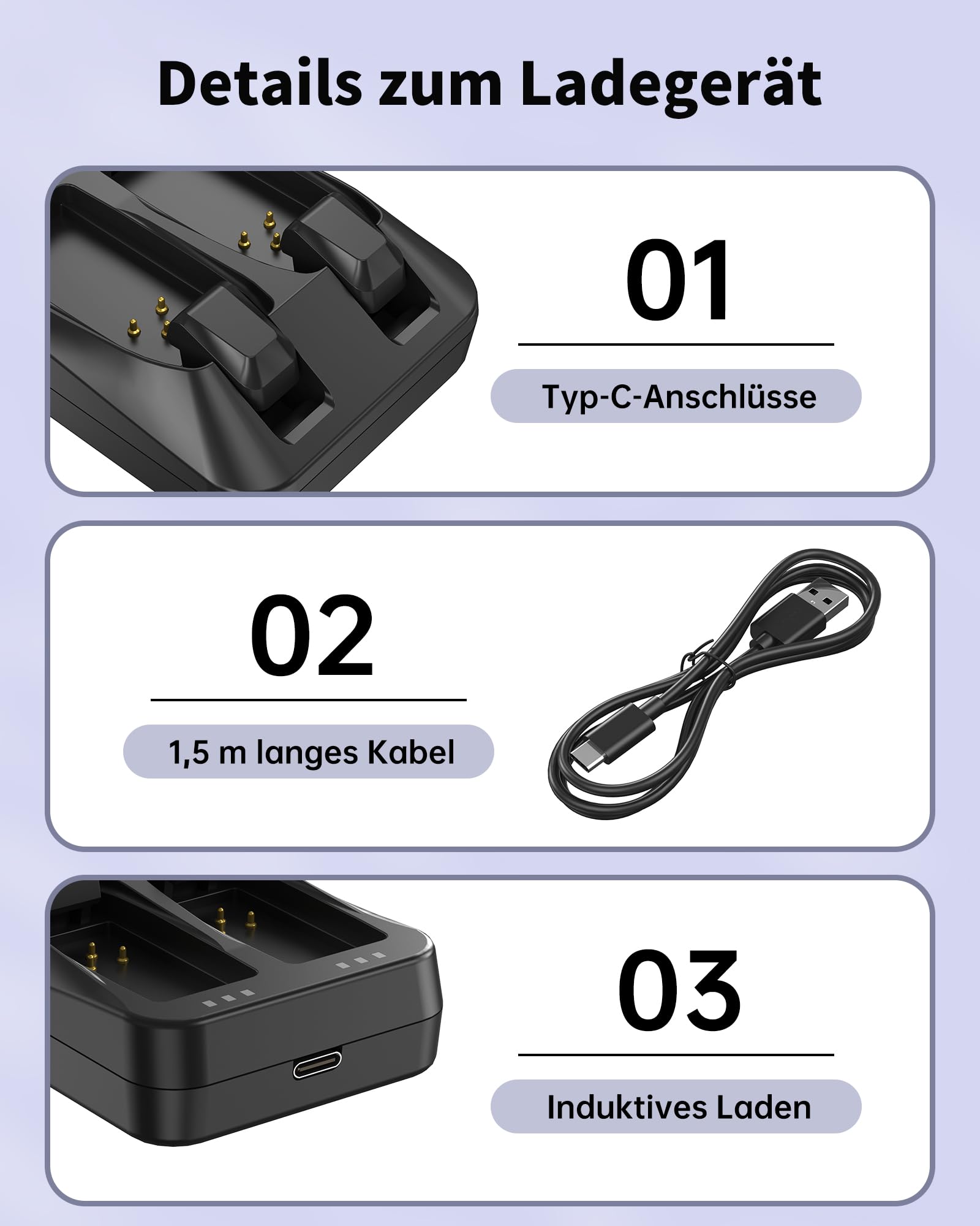 Dual-Port-Ladegerät kompatibel mit SRAM AXS/eTap Red Force Rival GX Eagle Akku, Schnelllade-USB-C-Ladegerät für Dual-Akkus mit USB-C-Kabel