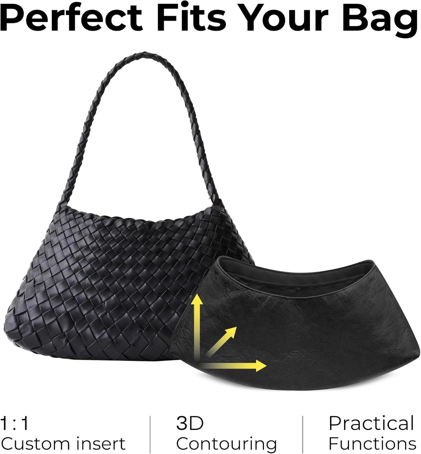 Tote Bag Organizer Insert for Dragon Diffusion Rosanna 8943 Handbag,Custom Fit Inside Premium Matte Black Lightweight Water Resistant Purse Insert