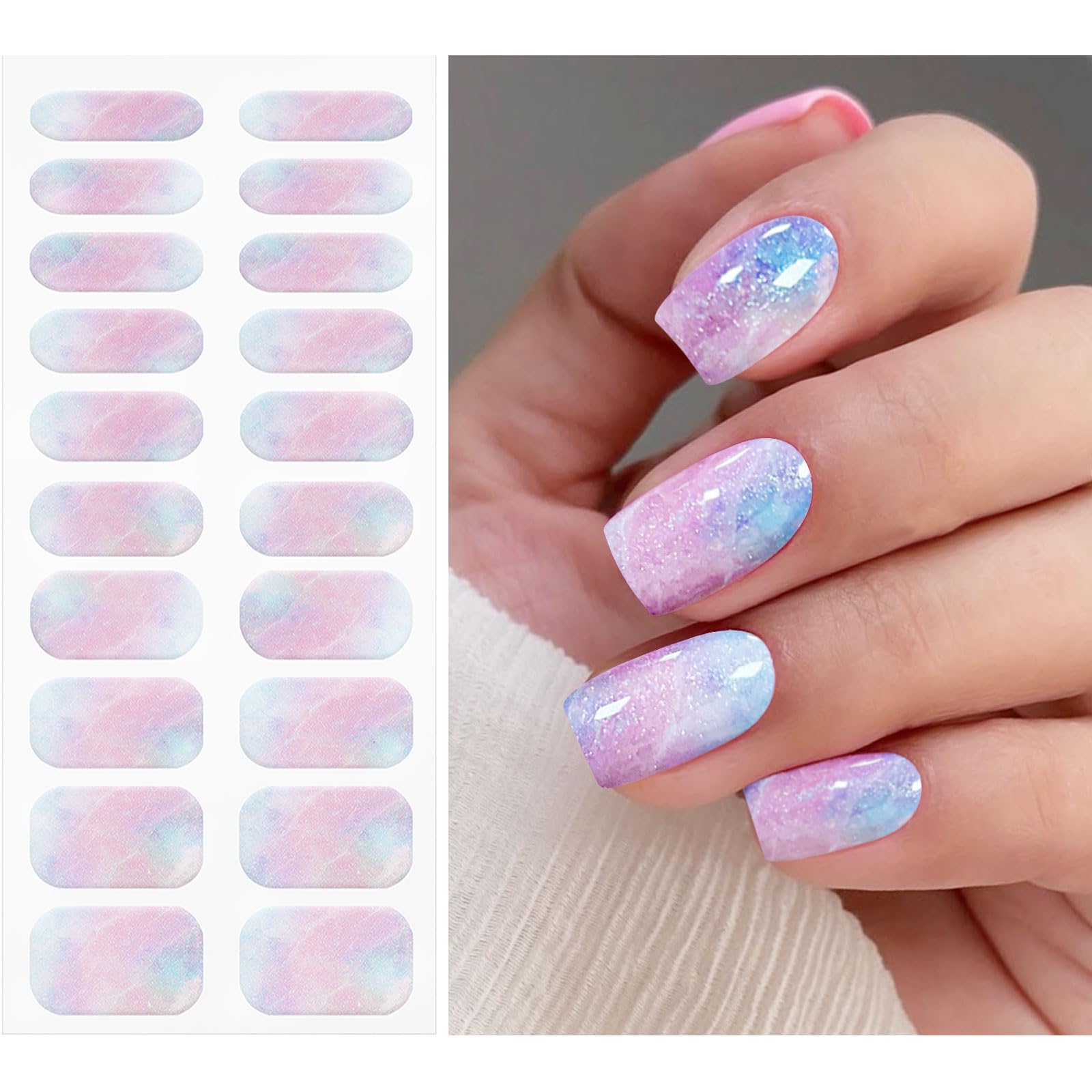 JMEOWIO Gel Nail Stickers Glitter Semi Cured Gel Nail Strips Wraps UV/LED Nails Art Design Decoration Accessories - Image 2