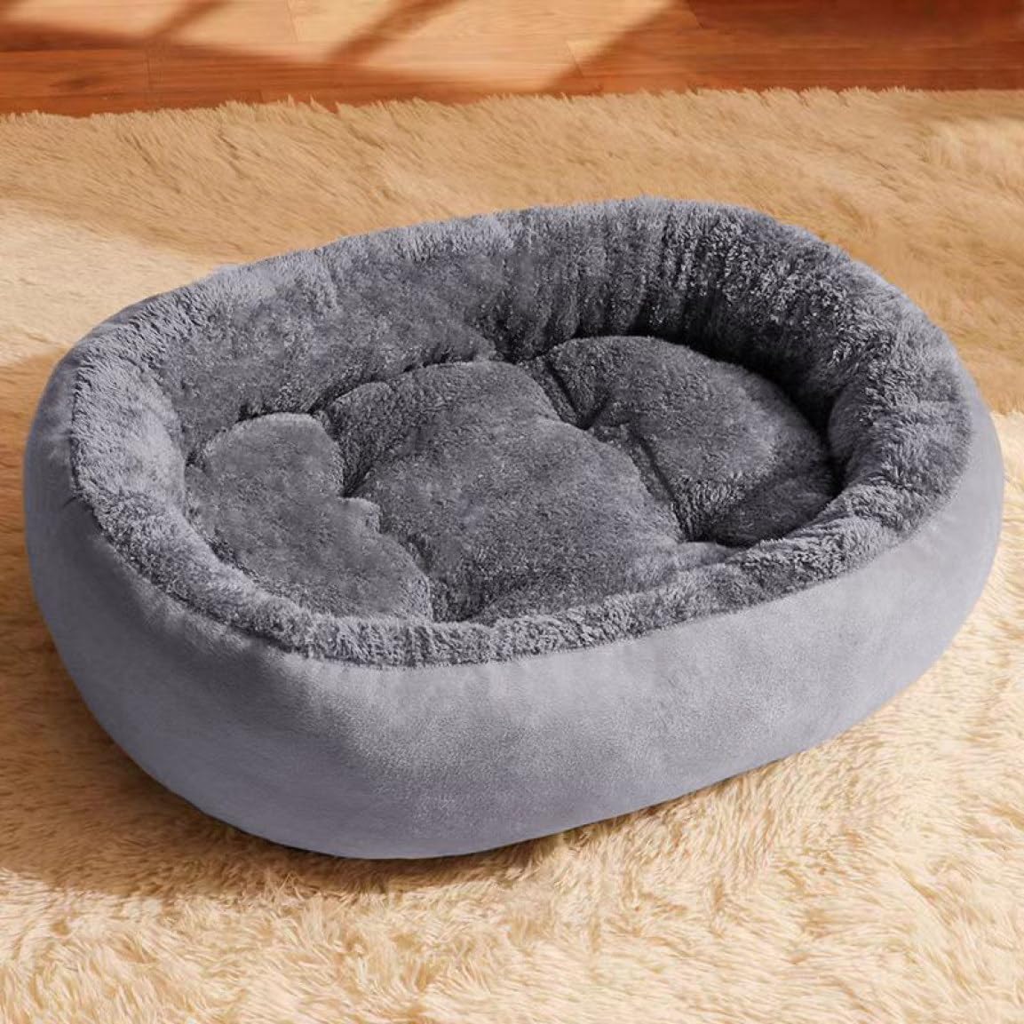 Amazon | [JUI3N] 犬 猫 60*45cm ベッド ペットベッド 楕円型 グレー