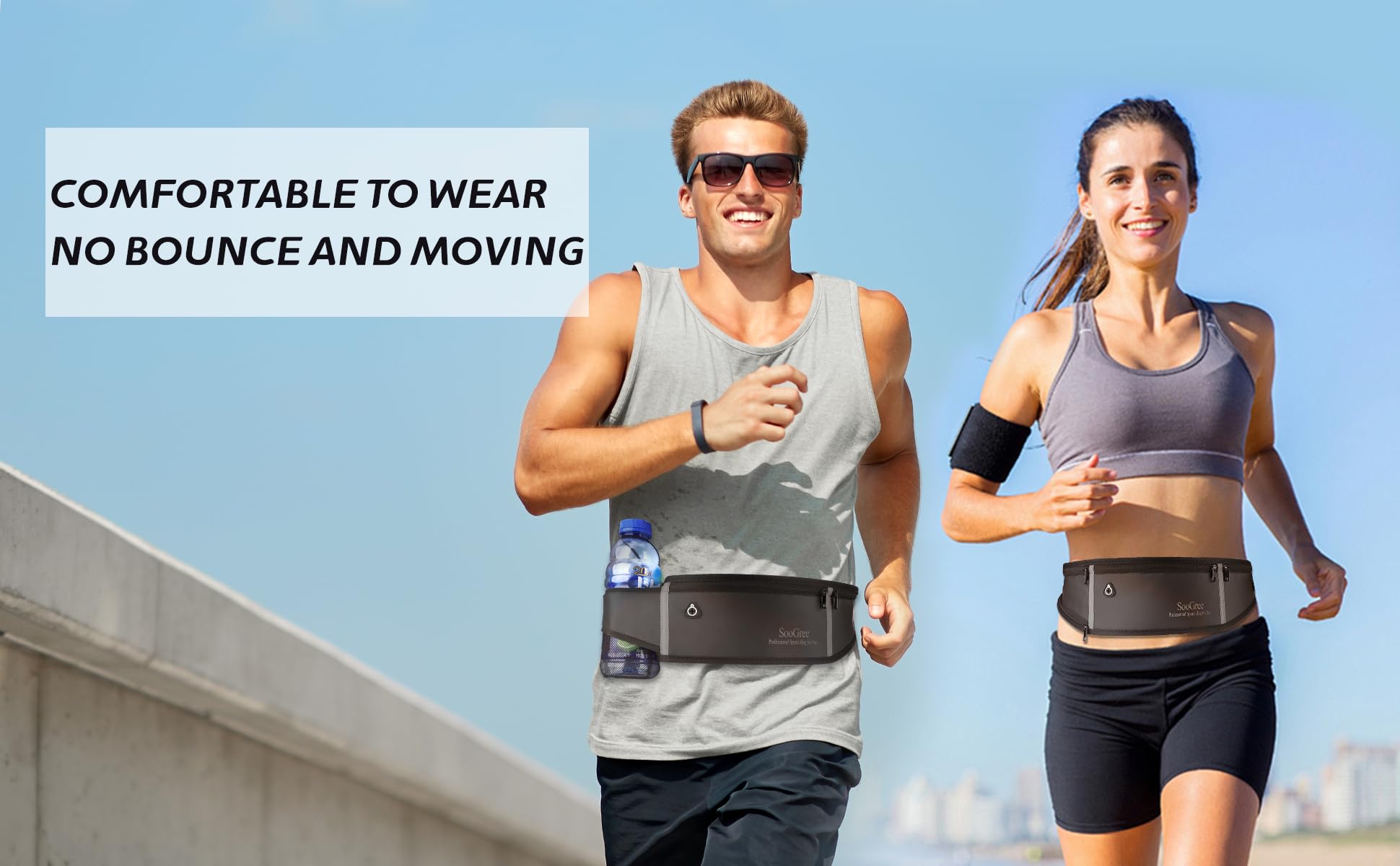 SooGree Cinturones de correr para hombre y mujer, cinturones deportivos delgados, riñonera impermeable para correr, correr, caminar, ciclismo, camping, gimnasio, Naranja, Moderno, clásico