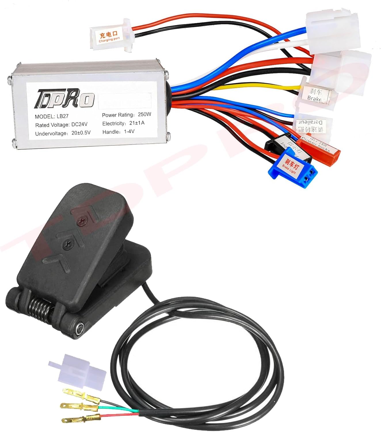 36V 350W Brush Motor Speed Controller + Throttle Foot Pedal DIY for Electric Bike Bicycle Scooter ATV Quad Go Kart Buggy E Bike Dirt Bike Razor Mini Bike Drift Trike