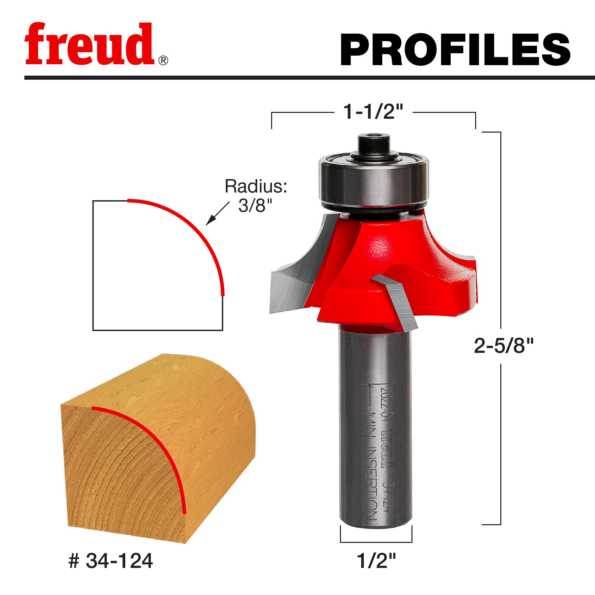Freud Rounding Over Bit - 3/8" Radius -3