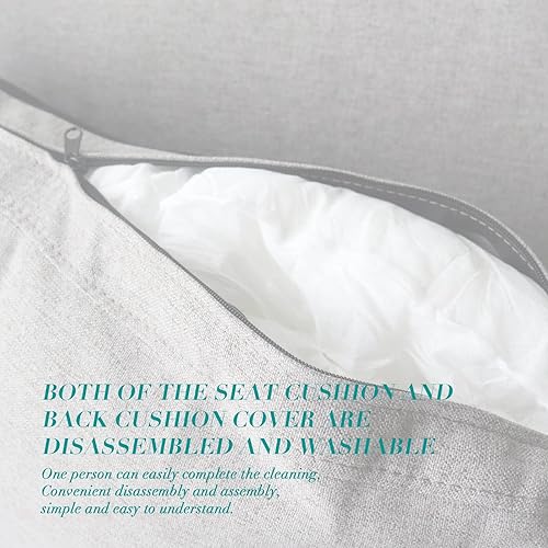 Miniatura 19 de Lestar Sofá de tela de 3 plazas, sofás tapizados modernos de 3 plazas con clavos y reposabrazos (beige) Beige,Gris