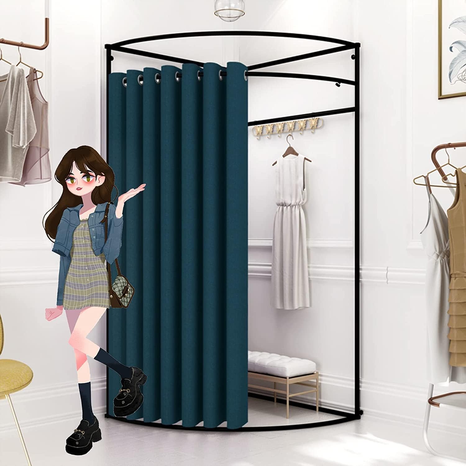 LIOONS Fashion Changing Rooms Mobile Privacy Dressing Room Clothing Store Fitting Room Movable Detachable Changing Room for Shopping Malls Bedroom Furniture