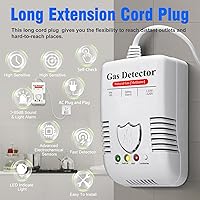 Vista 3 de Detector de gas natural de alta precisión y alarma combustible, Plug and Play con tecnología avanzada de chip, alarma de 85 dB para metano, propano
