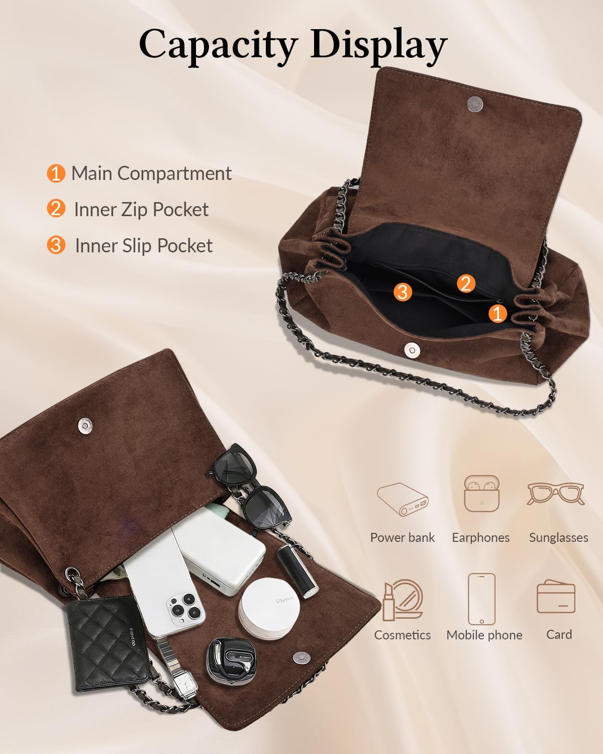 Slouchy Suede Shoulder Bag for Women, Trendy Soft Faux Suede Ruched Designer Crossbody Handbag Underarm Purses | Soft Suede Leather, unique strap, Ruched design, 3 carrying ways, Spacious capacity