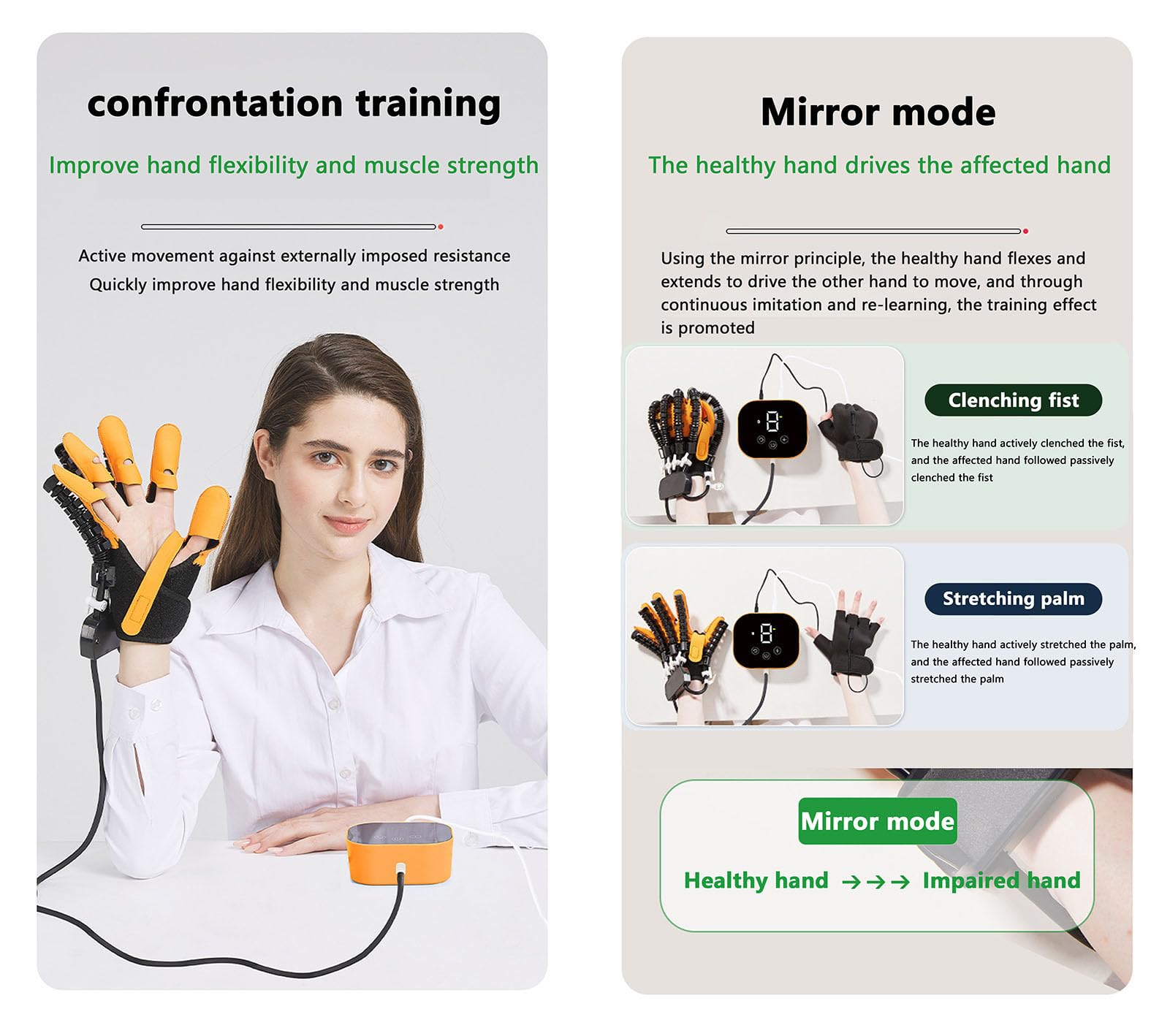 Guanti robotici per la riabilitazione delle mani, ausilio per l'esercizio delle mani, guanto robotico, ortesi per le dita, per pazienti con paralisi cerebrale, artrite, ictus(Size:xxl,Color:Left Hand)