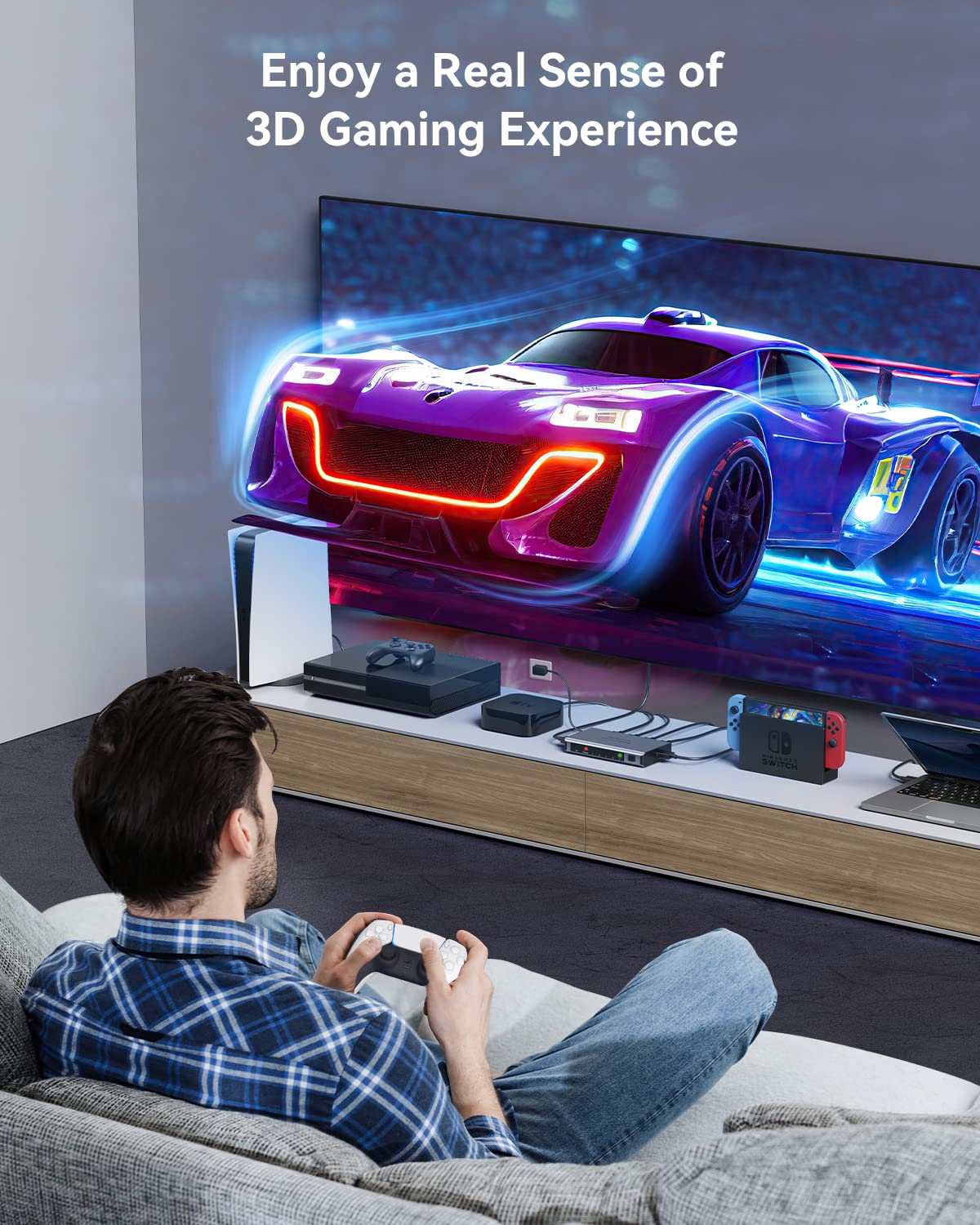 Interruttore HDMI 5 in 1 uscita 4K a 60Hz, separatore HDMI GANA con selettore remoto, compatibile con PS5/4, Xbox, Nintendo Switch, Roku, TV, Fire Stick