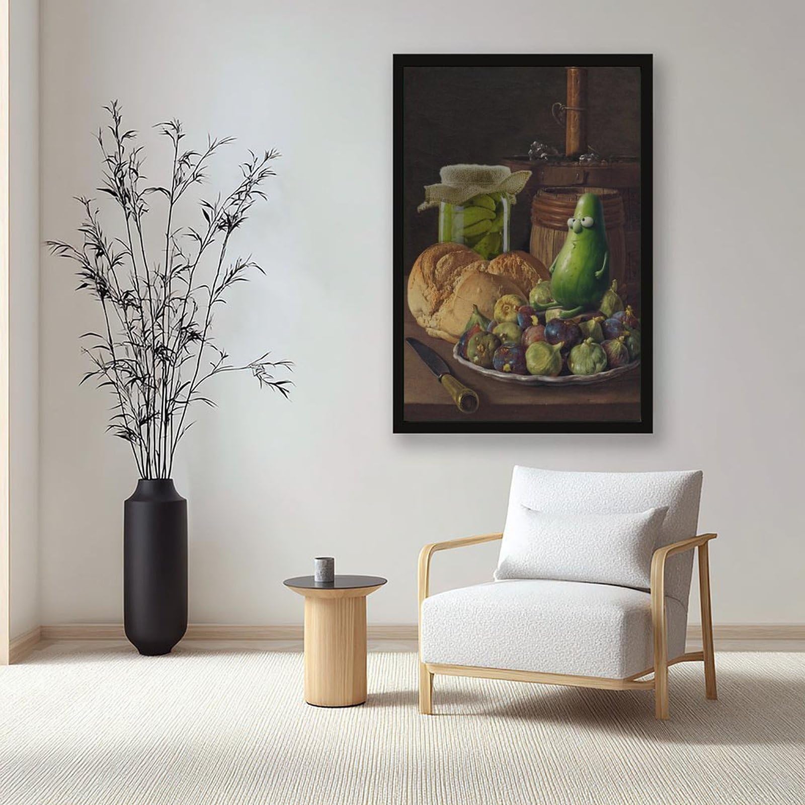 Ölgemälde "Eingelegte Gurken, verwandelt in Retro-Ölgemälde", einzigartige Küchendekoration, Leinwandposter, Wandkunst, Druck, Bild, Gemälde für Wohnzimmer, Schlafzimmer, Dekoration, 50,8 x 76,2 cm (L