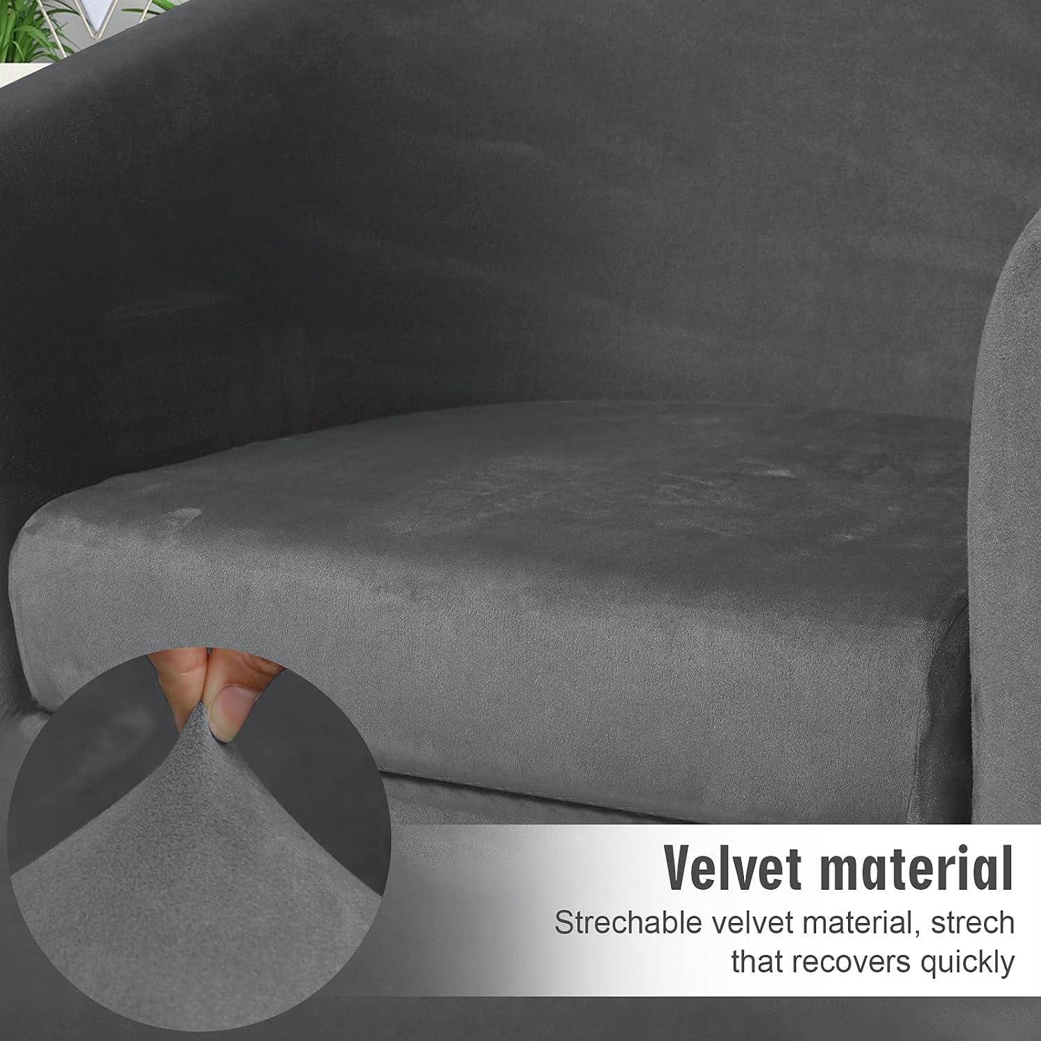 Mingfuxin 2 Pieces Tub Chair Covers,Upgraded 2 IN 1 Design Stretch Velvet Armchair Sofa Slipcover with Cushion Cover - Image 4