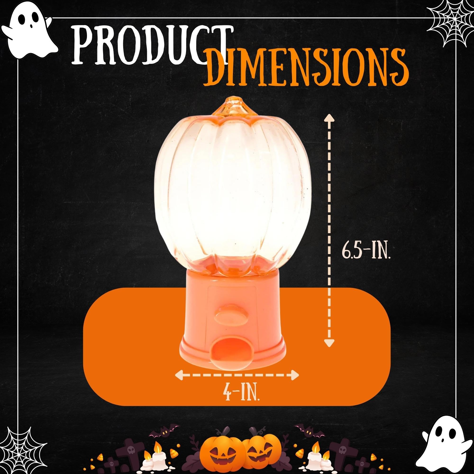 A1U Halloween Pumpkin-Shaped Plastic Candy Dispenser & Candy Corn with Pumpkin Toppers, Holiday Themed-Party Gift Favor Goodie Bag Fillers Storage Organizer Holder Container Trick-or-Treat Decorations