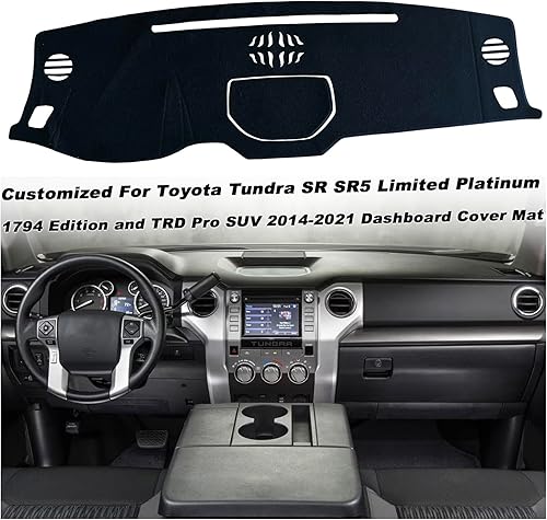 Miniatura 3 de Cubierta de tapete para salpicadero, consola central interior personalizada compatible con Toyota Tundra 2014, 2015, 2016, 2017, 2018, 2019, 2020