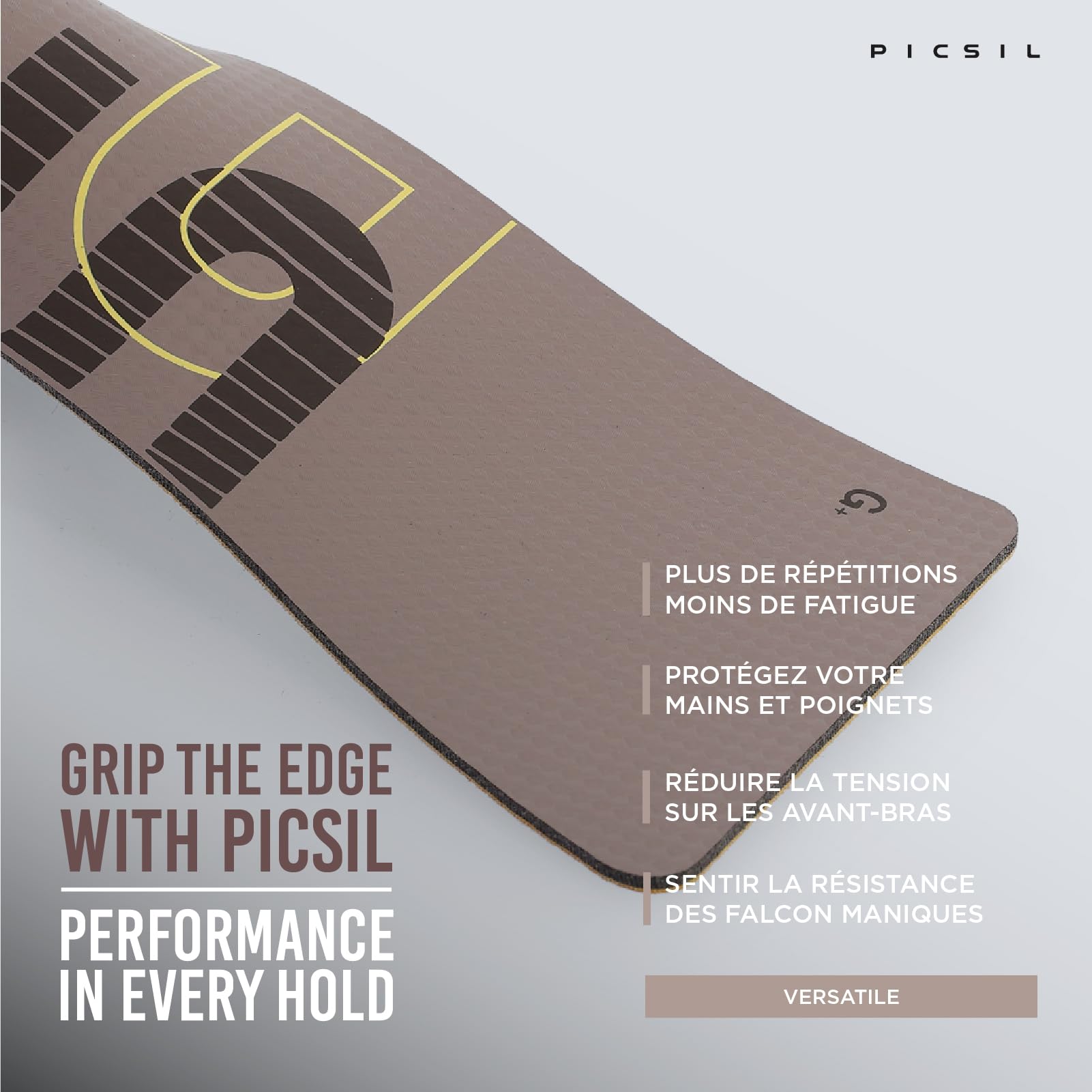 PICSIL Falcon Grips – Fibre de Carbone, Usage avec Magnésie | Double couche fibre de carbone pour adhérence optimale avec magnésie. Inclut 2 bandeaux poignets et sac de transport léger.