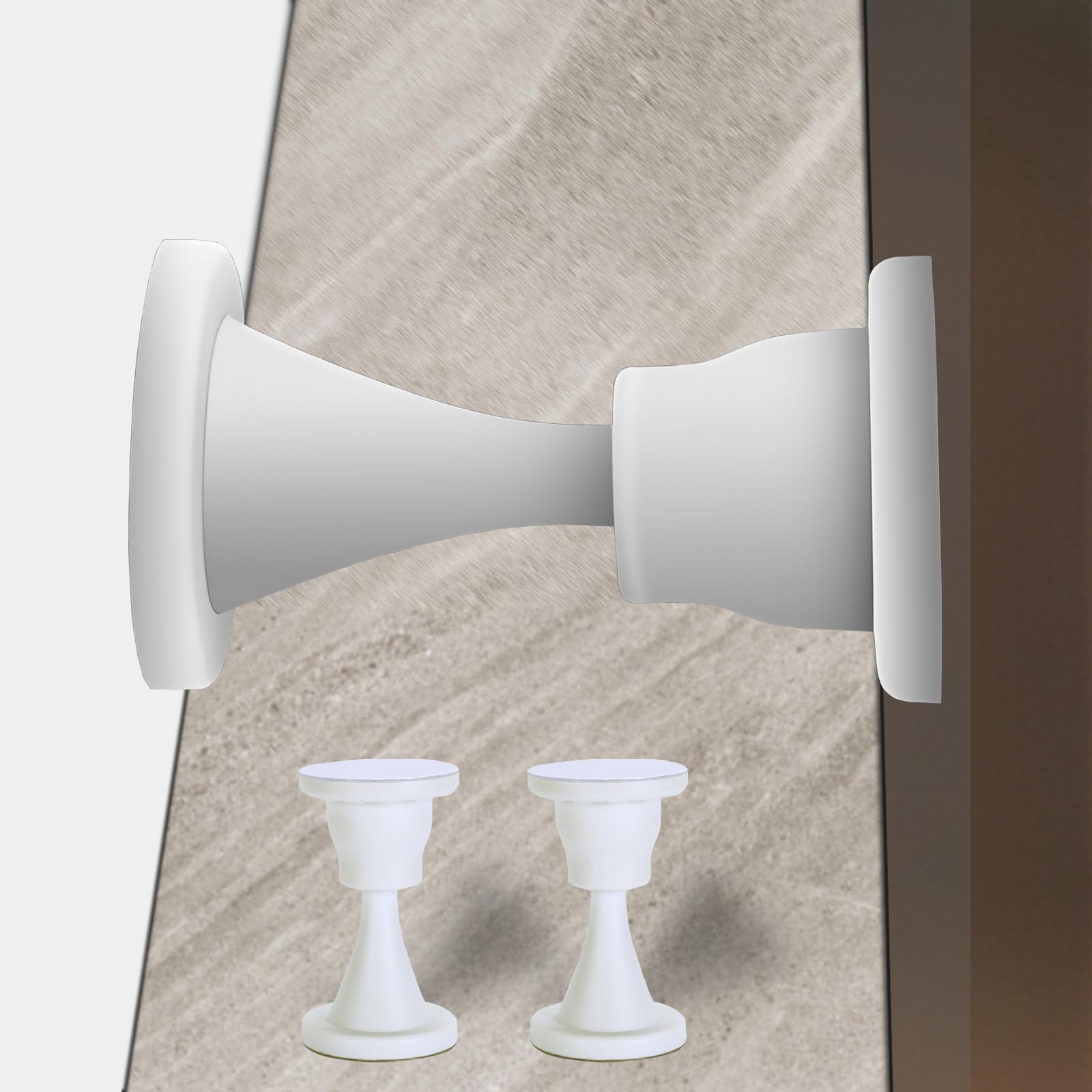 Rubber Door Stopper Self Adhesive,No Magnetic Door Stop,Wall Protector Door Holder,No Need to Drill Door Catch (2, White)