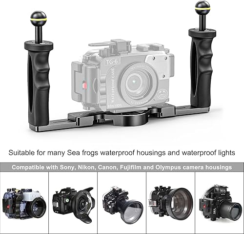 Miniatura 91 de Seafrogs - Brazo de cámara de buceo subacuático de 1 pulgada, abrazadera de bola submarina estándar negra para sistema de luz de fotografía