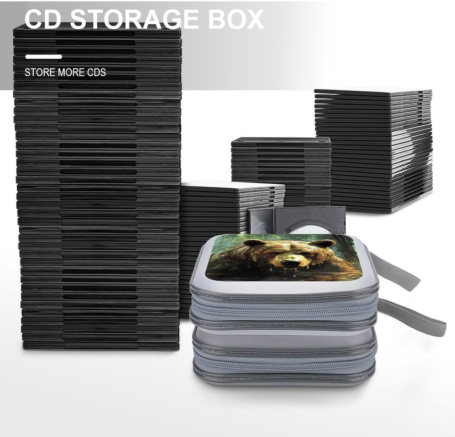 Tropical Forests Animal Bear CD Case Portable DVD Storage Box CD Wallet Holder Binder Organizer for Car Home