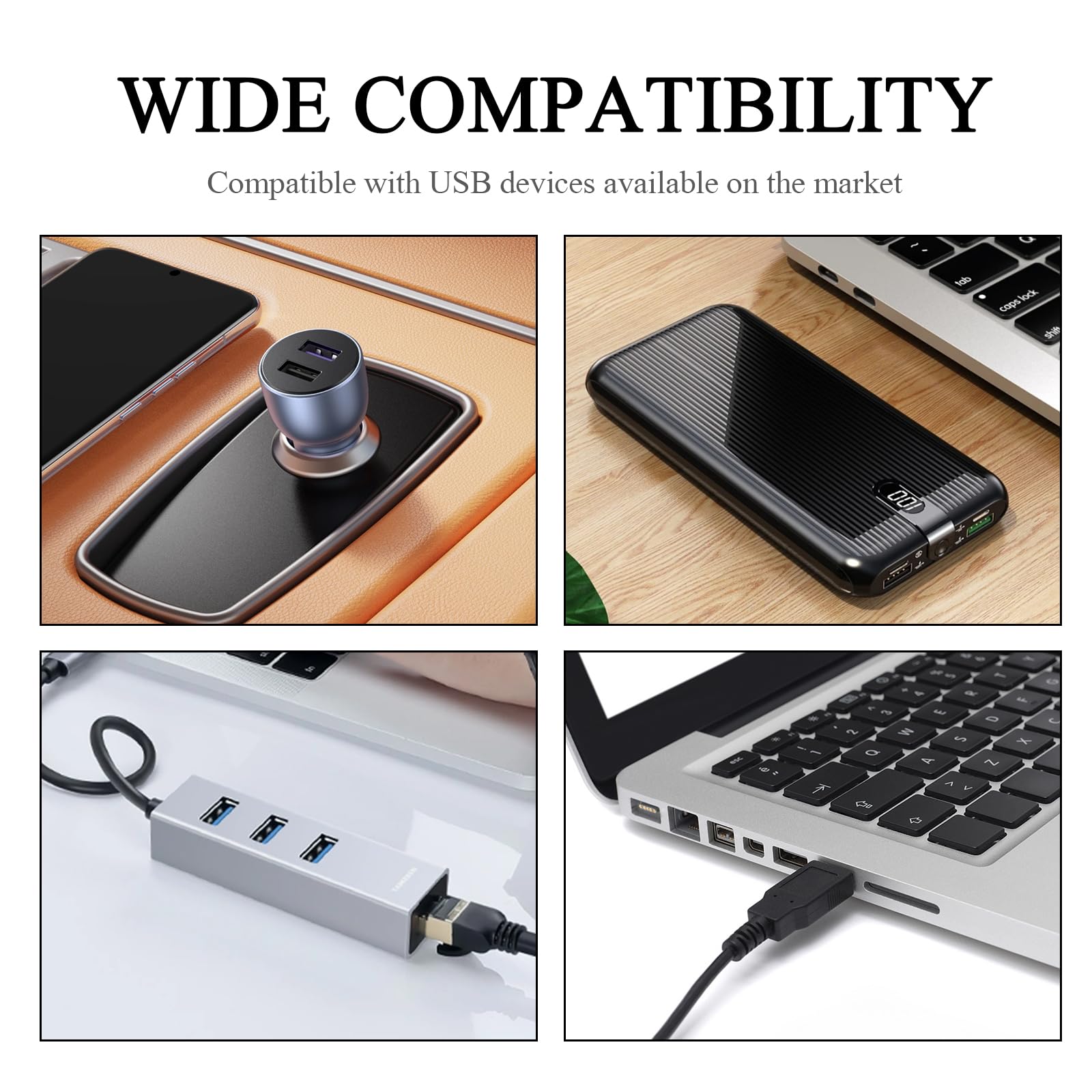 Hovom 4PCS USB LED Car Interior Atmosphere Lamp, Portable Mini Car LED Night Light Decoration, Plug-in USB Automotive Ambient Lighting Kit, Universal for Cars SUVs Trucks RVs (Ice Blue)