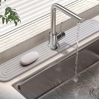 Protector Salpicaduras Cocina, Protector Mueble Fregadero De Diatomita, Alfombrilla Fregadero, Alfombrilla para Grifo De Fregadero para Encimeras De Baño [Blanco 60x10cm]
