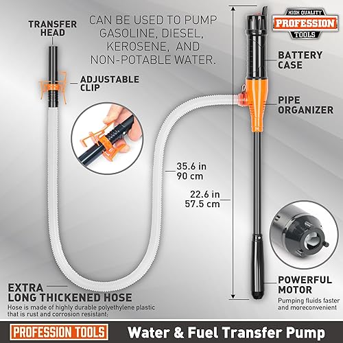 Miniatura 2 de Amartisan Bomba de transferencia de combustible portátil con pilas, bomba de gas para gas, combustible, diésel, transferencia de agua, bomba de