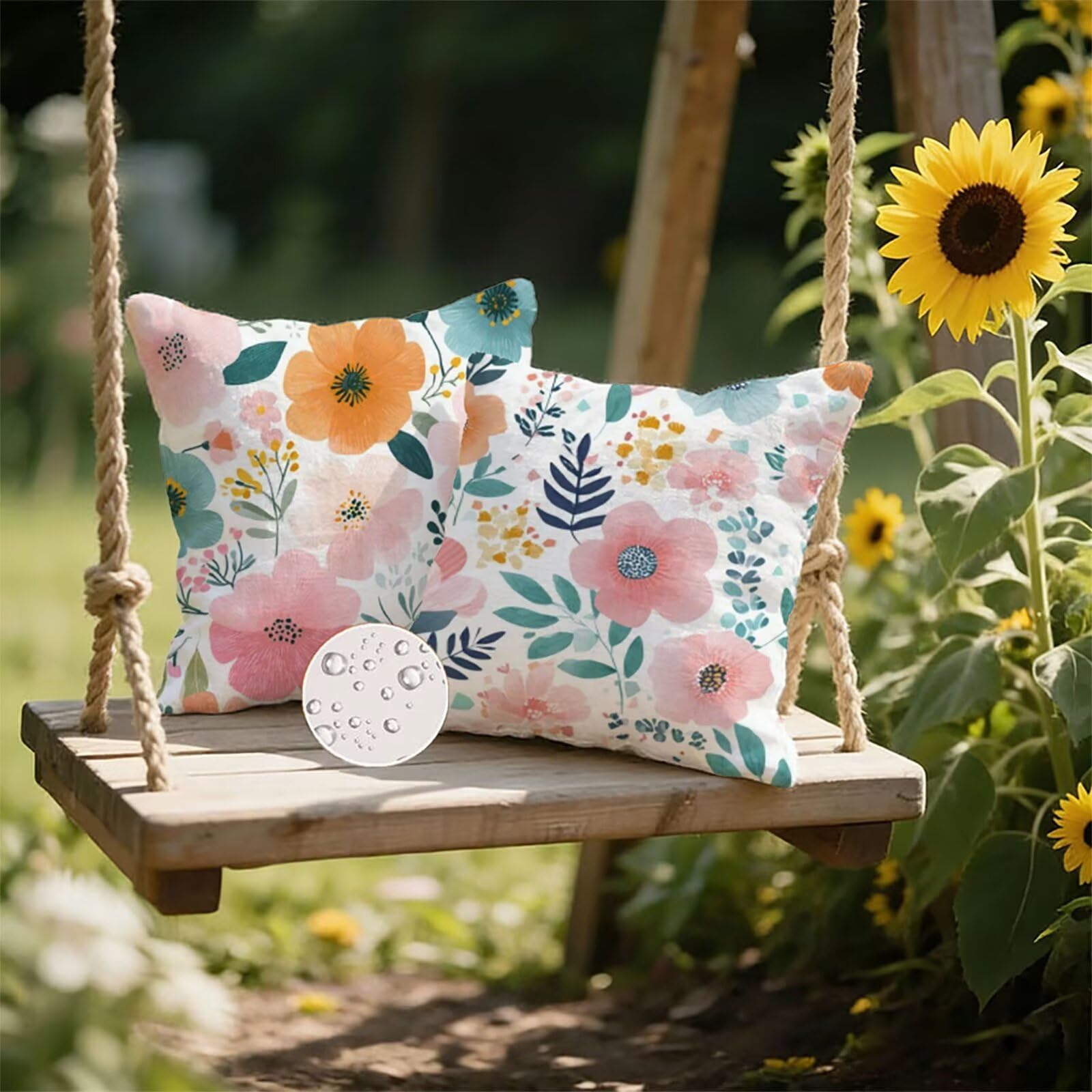 Générique Housse de Coussin Canapé Rose 80x80cm Exterieur Impermeable Flower Taie d'oreiller Décoratif Aesthetic Housse Coussin Decoration pour Chambre Sofa Jardin Balcon Terrasse Lot de 2. P-5220