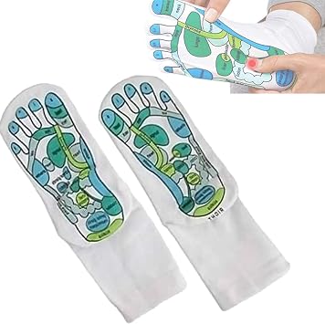 Acupressure Reflexology Socks for Feet | Foot Massage Reflection Area Schematic Socks Reflexology Zones Marked Socks Foot Pressure Point Acupressure Massage Auxiliary Socks 2pcs