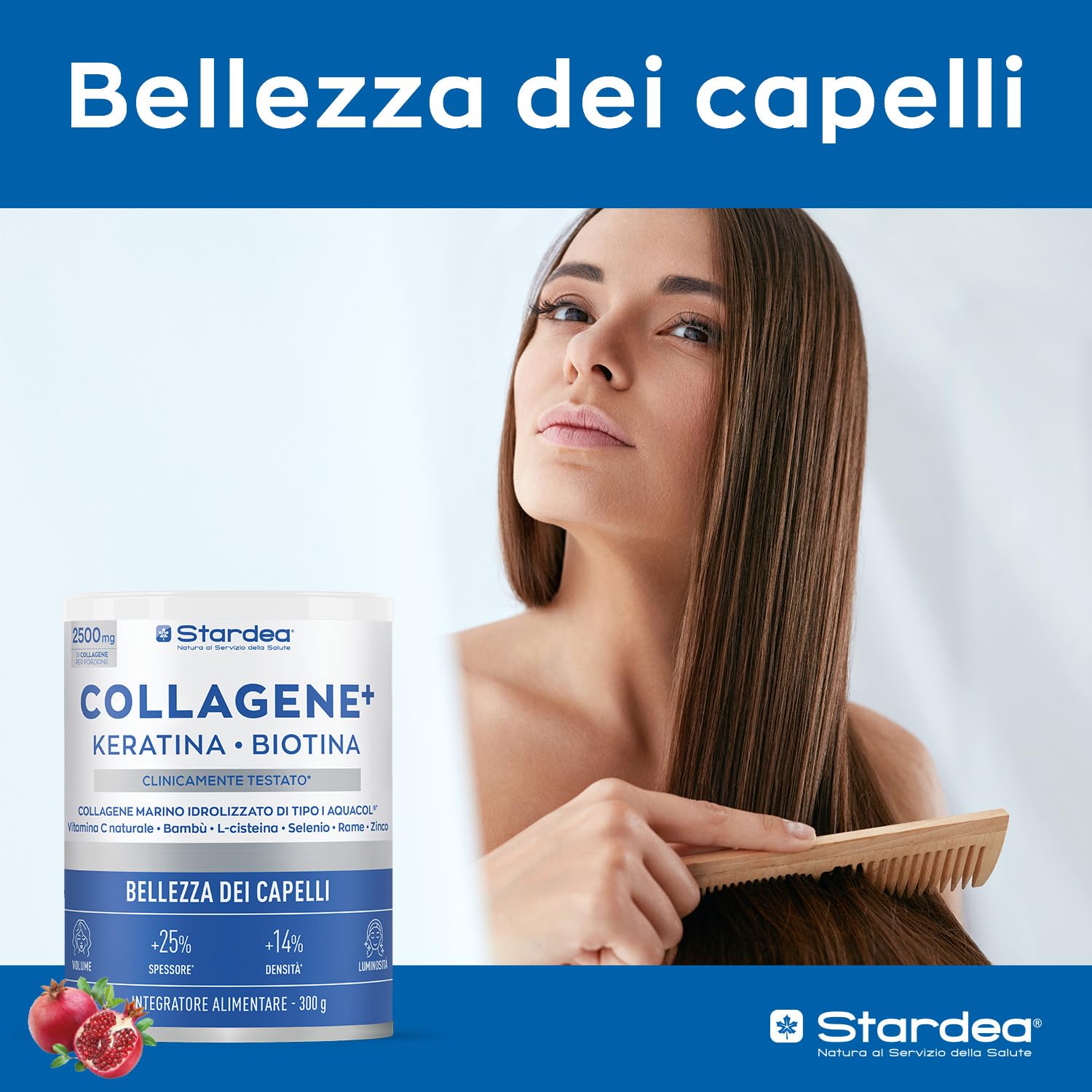 Integratore Capelli Collagene E Cheratina - Biotina Polvere 300 g STARDEA | Collagene Marino Idrolizzato 2500 mg Con Zinco Bisglicinato, Vitamina C Da Acerola E L-Cisteina - 300 g
