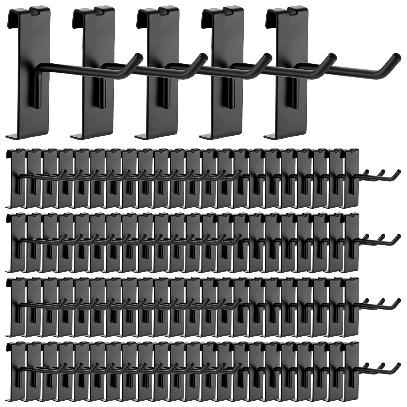 Crochets noirs pour grille de 10,2 cm en lot de 100 pièces pour l'aménagement de magasin
