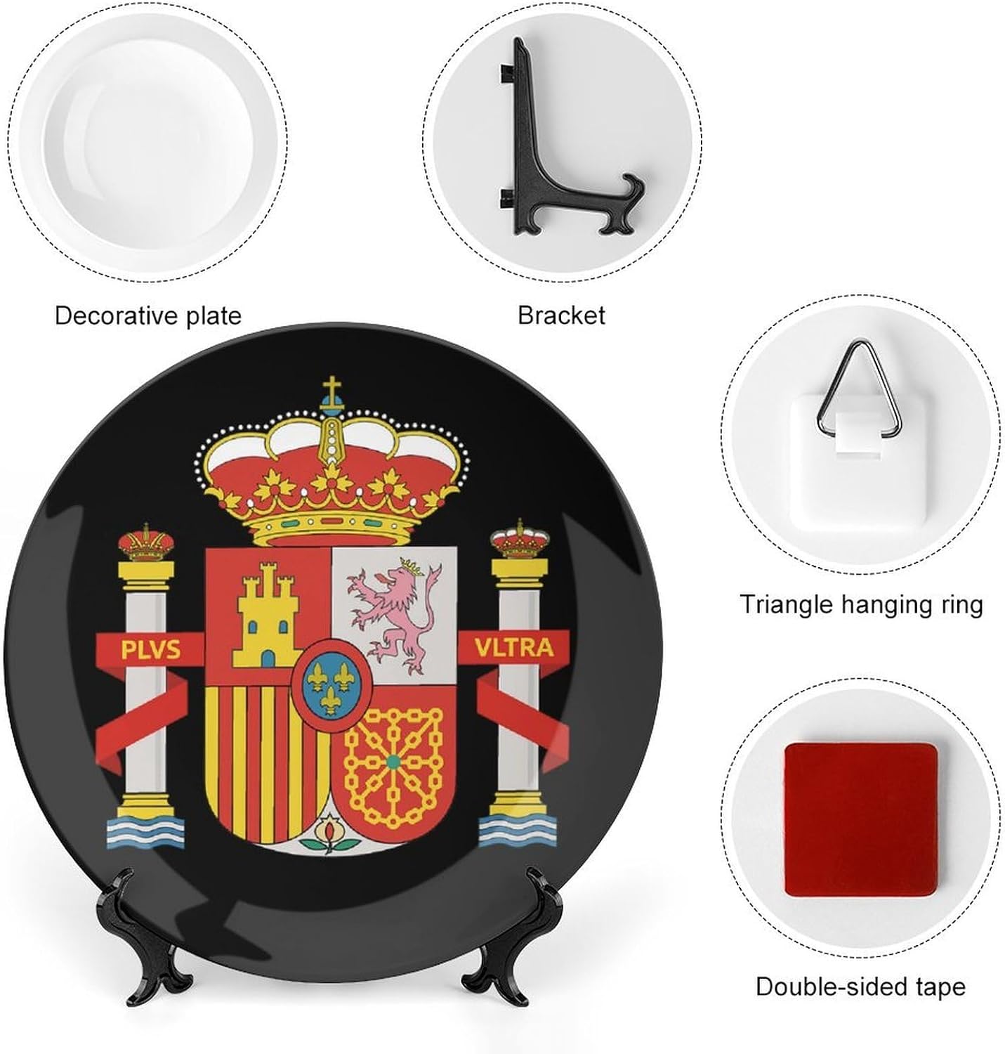 Coat of Arms of Spain Bone China Decorative Porcelain Plates Dinnerware Ornaments