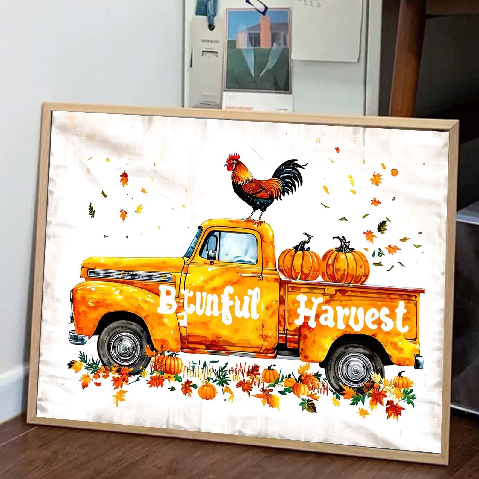 Malen Nach Zahlen Erwachsene Halloween Paint by Numbers LKW Malen Nach Zahlen mit Rahmen 60x80cm DIY Handgemalt Ölgemälde Set Mit 3 Pinseln und Acrylfarbe, Knitterfreie Leinwand,Deko Wohnzimmer,kk-377