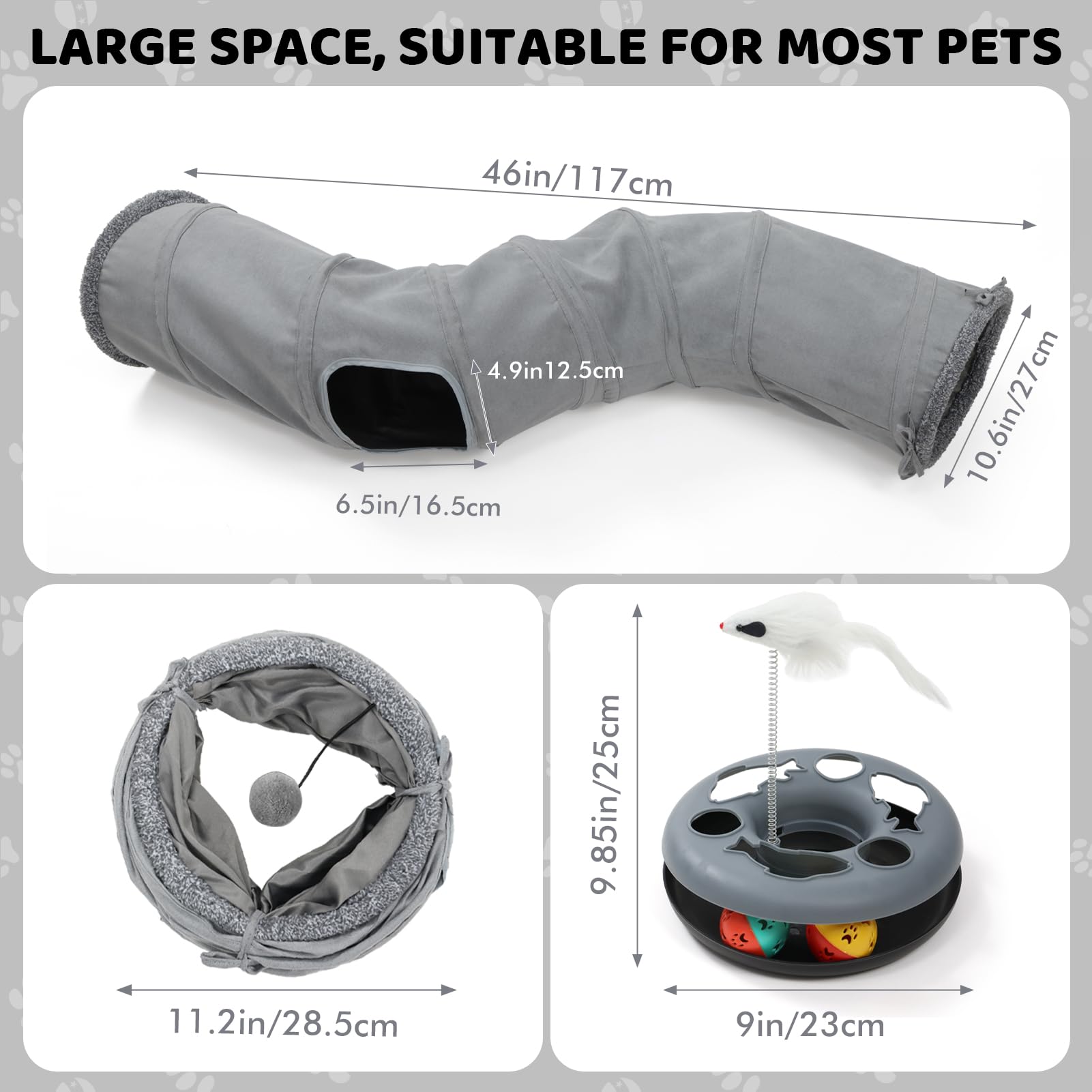 XIAPIA Tunnel pour Chat Pliable, Jouet Interactif pour Chaton et Chiot, Tunel Chat Jeu avec Balle, Tunnel Lapin, Cobaye, Furet, pour Exercice en Intérieure et Extérieure pour Chaton
