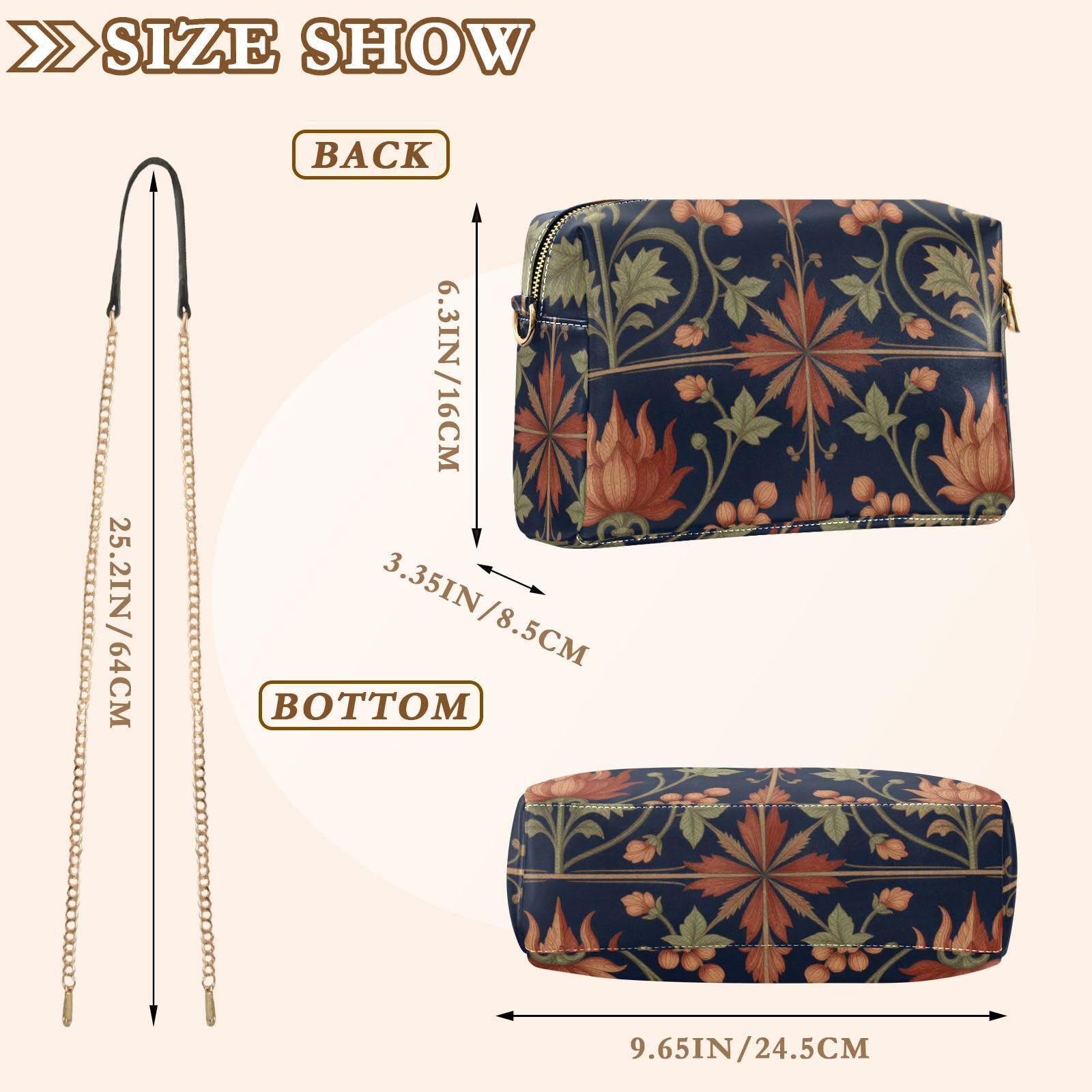 Bolso bandolera ligero con correa de cadena con capacidad de 2,5 L para