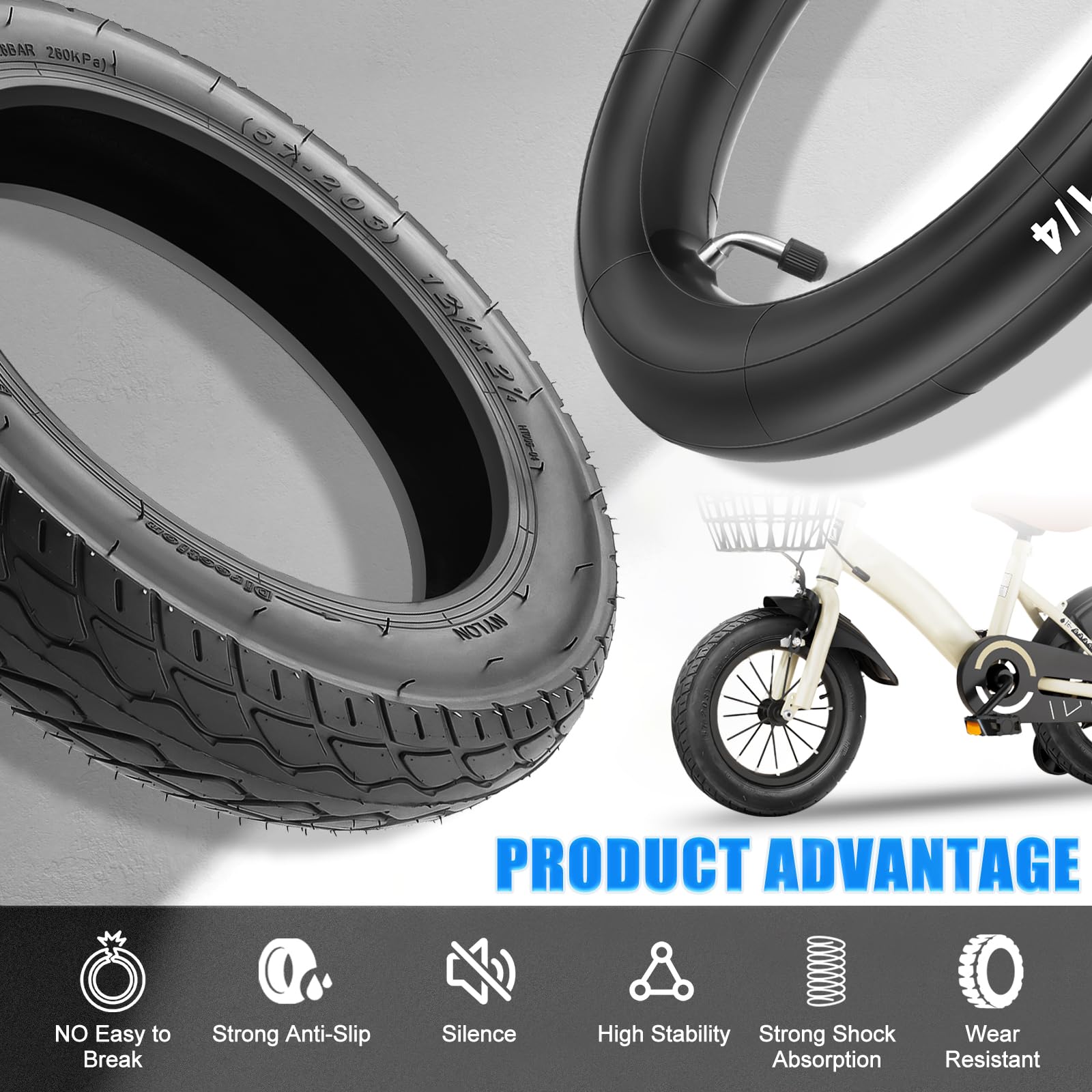 Amitor 12 1/2 x 2 1/4 57-203 Tyres with Hose, High Stability & Durability - Image 2